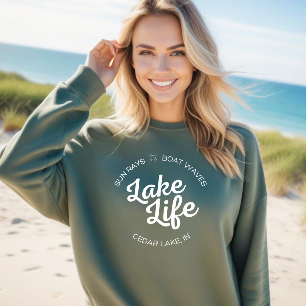 Script Lake Life Garment-Dyed Sweatshirt - Tee Party Studio